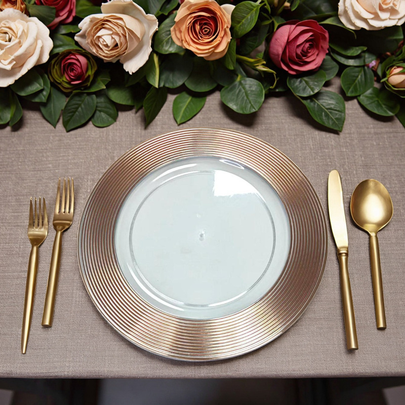 Hot Selling Cross-Border European Charger Plates Party Wedding Banquet Western Restaurant High-End Transparent Decorative Plate