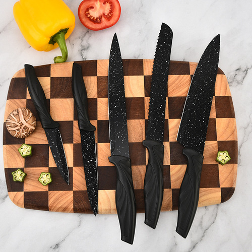 Factory Wholesale Stainless Steel Knives with Maifanstone Coated Tail Handle Six-Piece Knife Gift Box Set Kitchen Knives