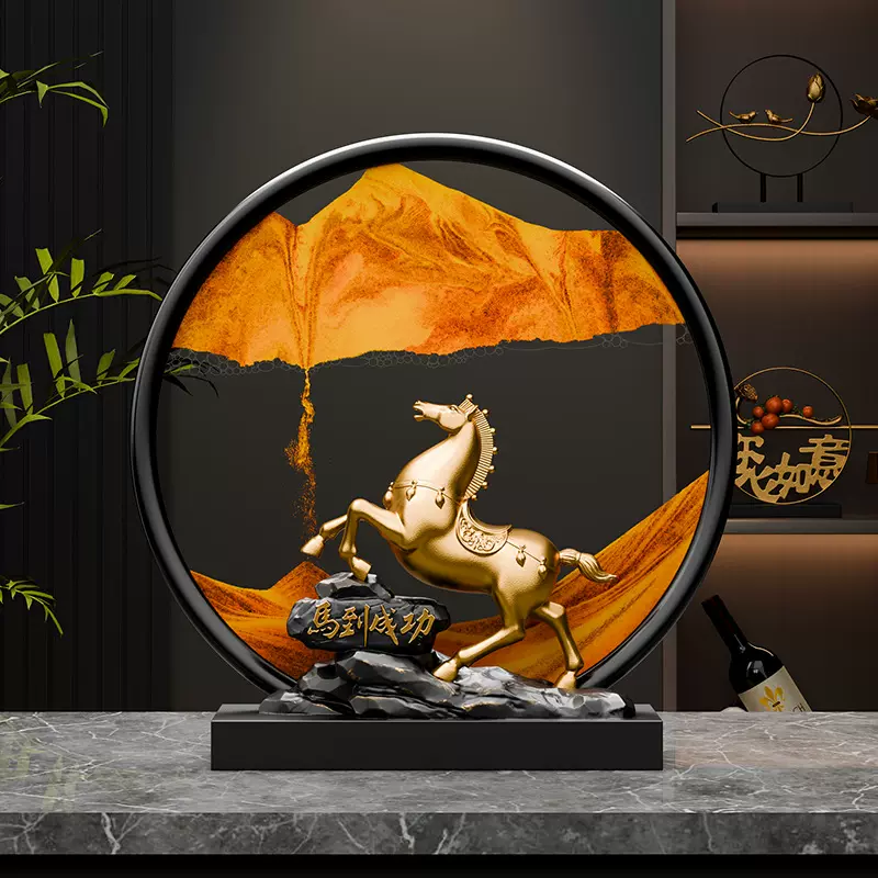 贝汉美马到成功流沙画摆件客厅家居装饰高级感教师节礼物年会送礼