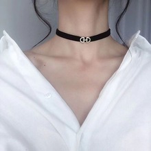 黑色皮繩choker項圈鎖骨鏈女夏頸帶簡約氣質網紅脖子配飾脖鏈項鏈