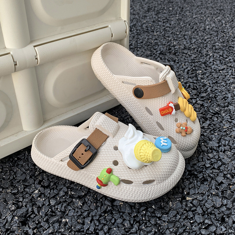Zapatillas Birkenstock para niños lindos de moda, transpirables, suela blanda, suela gruesa, zapatos con agujeros, zapatos para niños de verano, sandalias y zapatillas, todo fósforo
