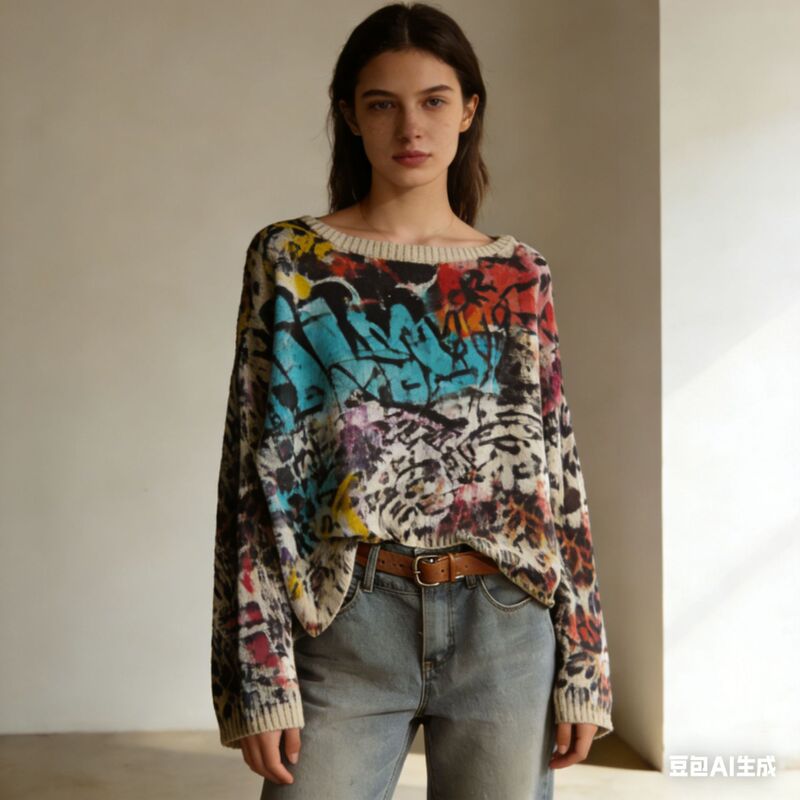 Cross-Border New Hot-Selling Recommendation Fashion Homemade Digital Printing Knitted Round Neck Sweater Design Collection Two Cross-Border New Hot-Selling Recommendation Fashion Homemade Digital Printing Knitted Round Neck Sweater Design Collection Two