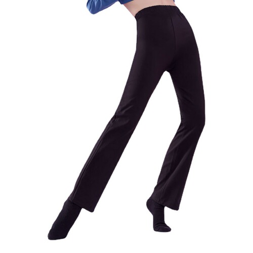 230g cotton dance straight-leg pants, unisex, children and adult full sizes, black long pants, suitable for training and performance attire.