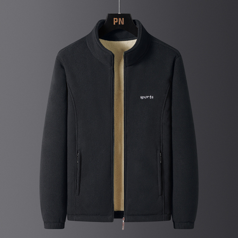 Otoño y invierno chaqueta de hombre coreano más terciopelo grueso calentamiento chaqueta de terciopelo de mediana edad de cuello vertical chaqueta casual de terciopelo