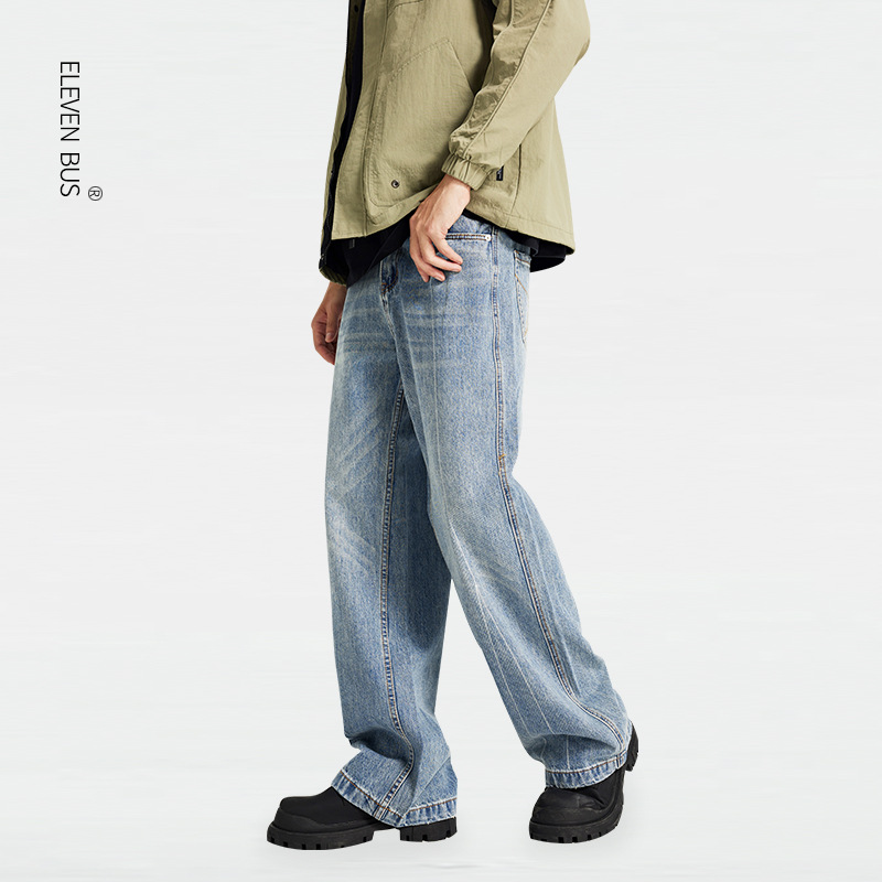 Jean Joker rétro américain délavé, pantalon droit pour nettoyer le sol, nouvelle mode printemps et automne 2023_voghion.com