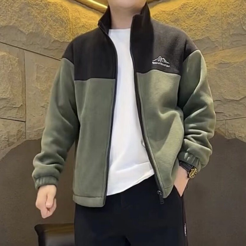 摇粒绒外套男立领开衫卫衣春秋季运动休闲宽松工装夹克外穿上衣潮|undefined