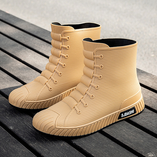Rain boots for men and women, versatile casual short boots waterproof shoes with fleece insulation, anti-slip, wear-resistant, comfortable to wear outside rain boots for foreign trade 