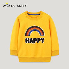 秋季新品儿童圆领卫衣欧美风中小童绣花长袖洋气外穿圆领卫衣男童