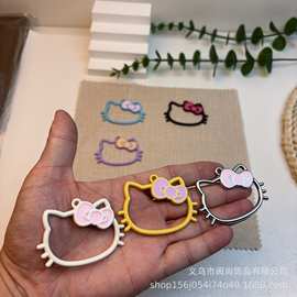 简约合金彩色喷漆镂空猫咪头像吊坠挂件DIY项链手链等饰品配件