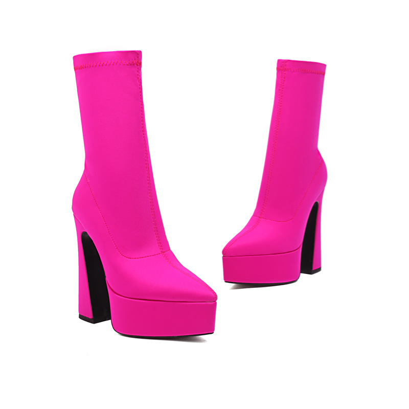 Woman Fashion Ankle Boots Winter New Arrival Thick Heel Pointed Toe Suede Low-Heel Booties Plus Size 40-43_vogvips.com
