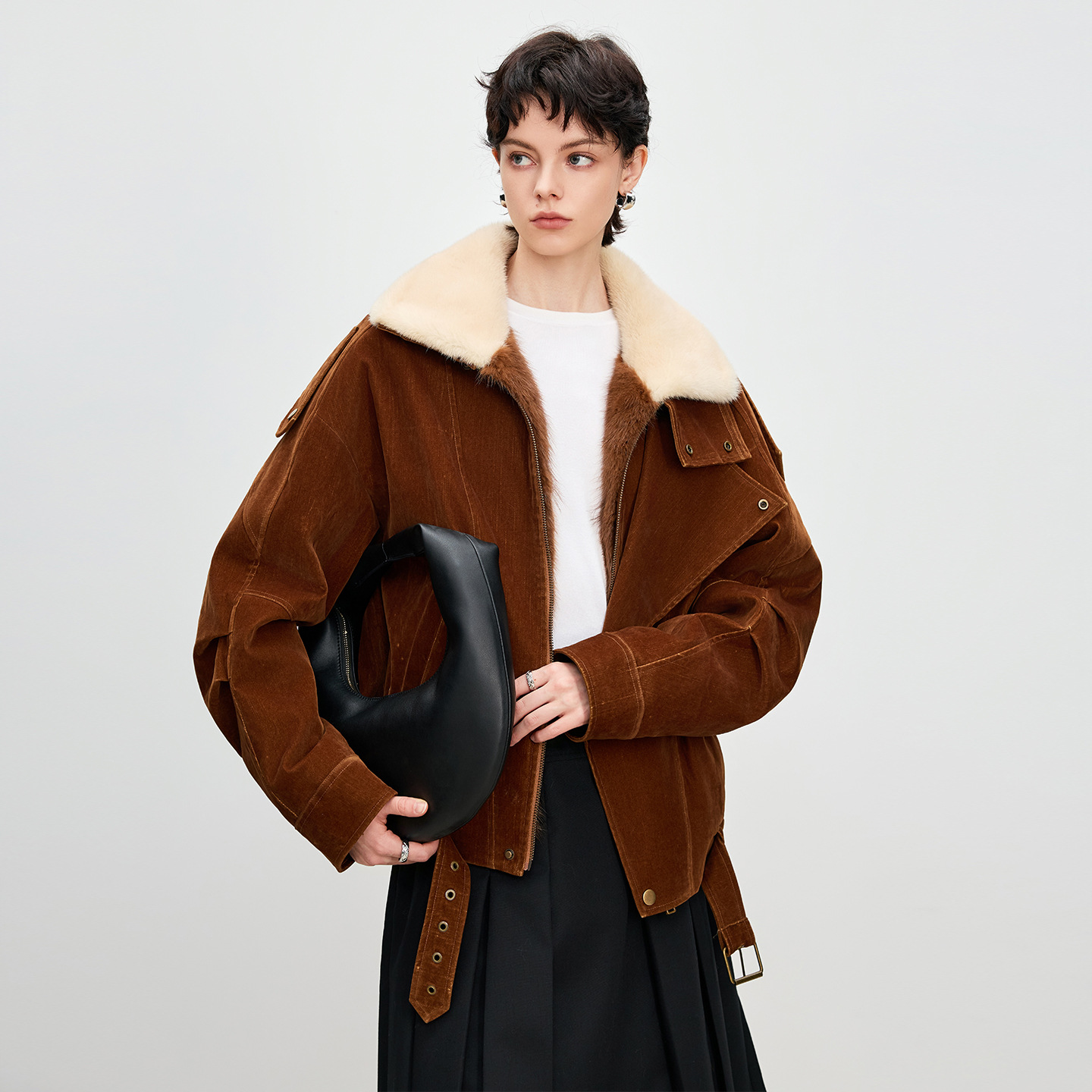 植绒牛仔整貂水貂毛内胆派克服女皮草外套2025年冬季新款貂皮大衣