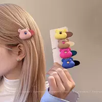 Сладкий конфетный цвет маленький медведь сломанный заколок для волос головной убор милая девушка Лю Хайцзяо маленький боковой зажим