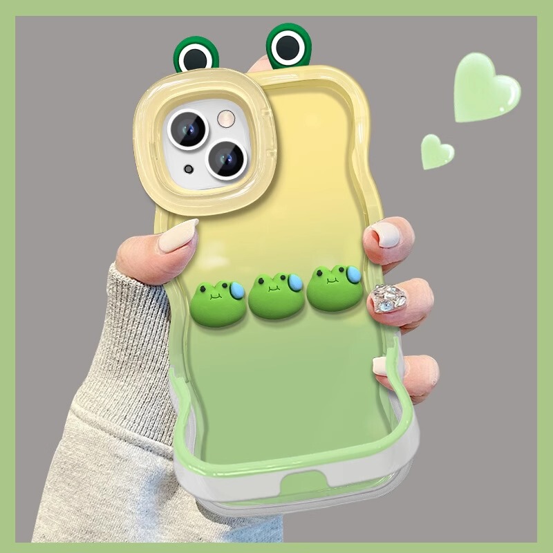 Gradient Frog Doll Suitable for Apple 16 Promax Mobile Phone Case 13 Cute and Funny 15 Double Bracket 14 Silicone 17 Gradient Frog Doll Suitable for Apple 16 Promax Mobile Phone Case 13 Cute and Funny 15 Double Bracket 14 Silicone 17