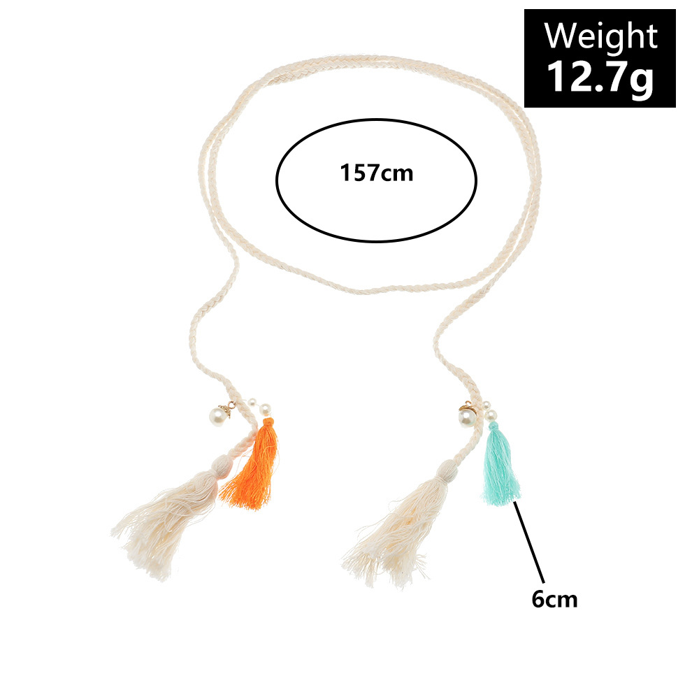 Tassel Braided Gold Silk Cotton Casual Waist Rope Wholesale Jewelry Nihaojewelry display picture 2