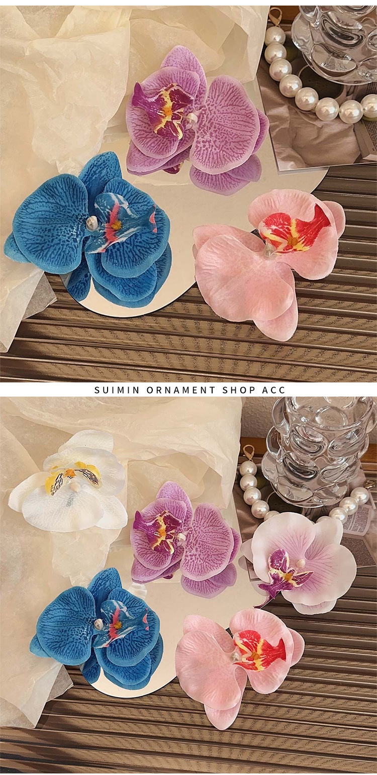 Flower Pattern Women's Gender IG Style, Sweet Style Women's IG Style Sweet Flower Alloy Cloth Hair Clip