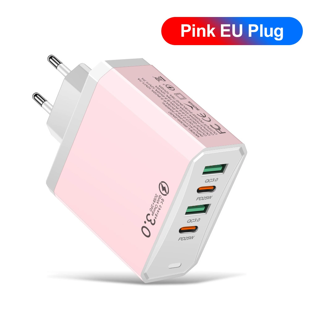 Стандартный 100W 2USB+2PD зарядное устройство для мобильного телефона, планшета европейский, американский и британский сверхбыстрая зарядка многопортовый адаптер
