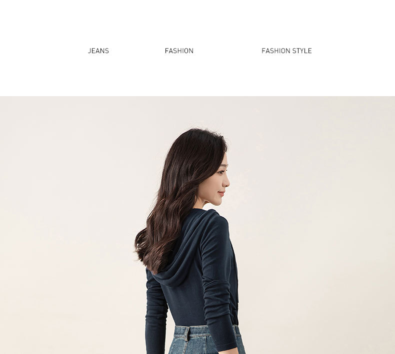Váy denim chữ A lưng cao cổ điển xẻ tà dài vừa phải — màu xanh chi tiết 19