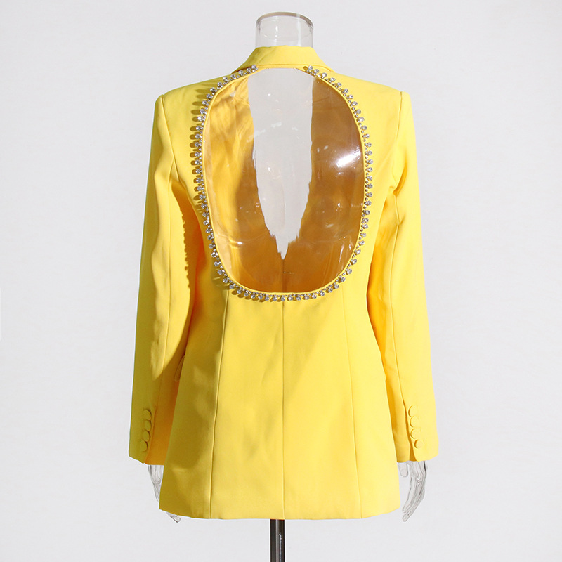 Women's Clothing Fashionable Temperament Lady Style Suit Jacket For Women Autumn New Sexy Backless Diamond Design Small Suit_voghion.com