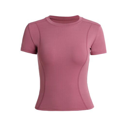 Women's Yoga Pants Athletic Fitness Clothes Tight Running Sweat Absorbent Quick Dry Clothes Slimming Tight Yoga Short Sleeve T-Shirt