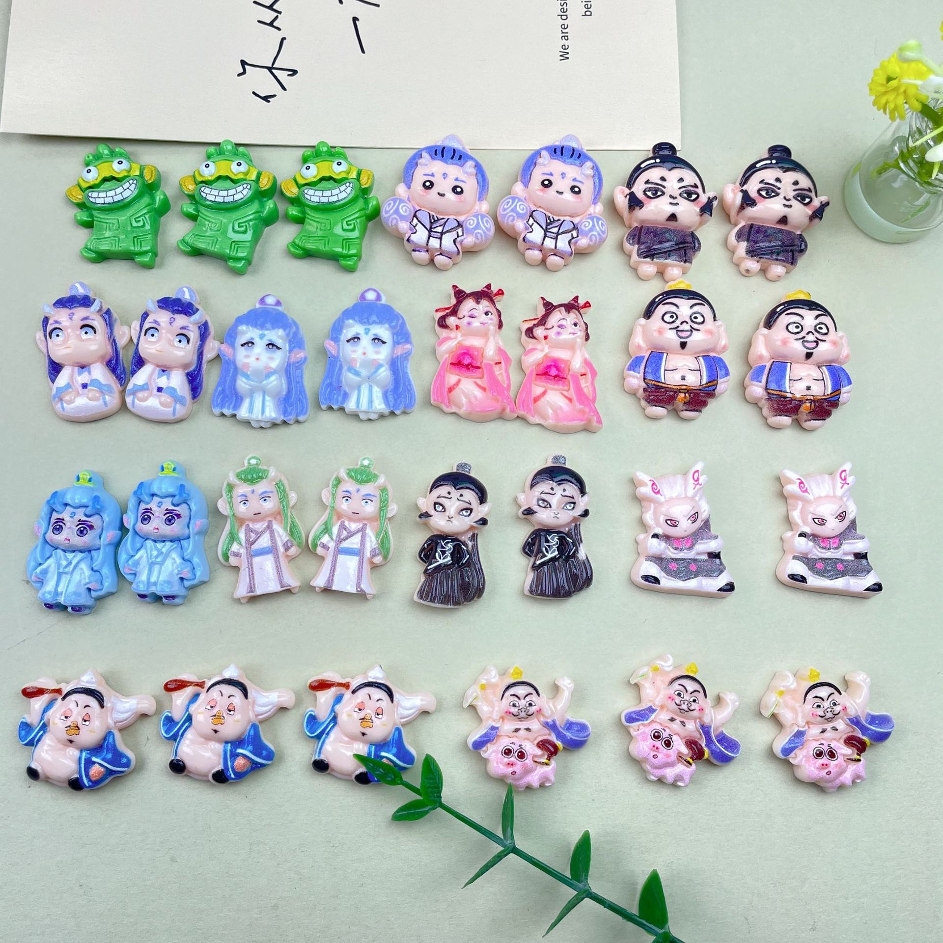树脂新款卡通哪吒敖丙配件diy手机壳洞洞鞋花文具收纳盒发饰贴片