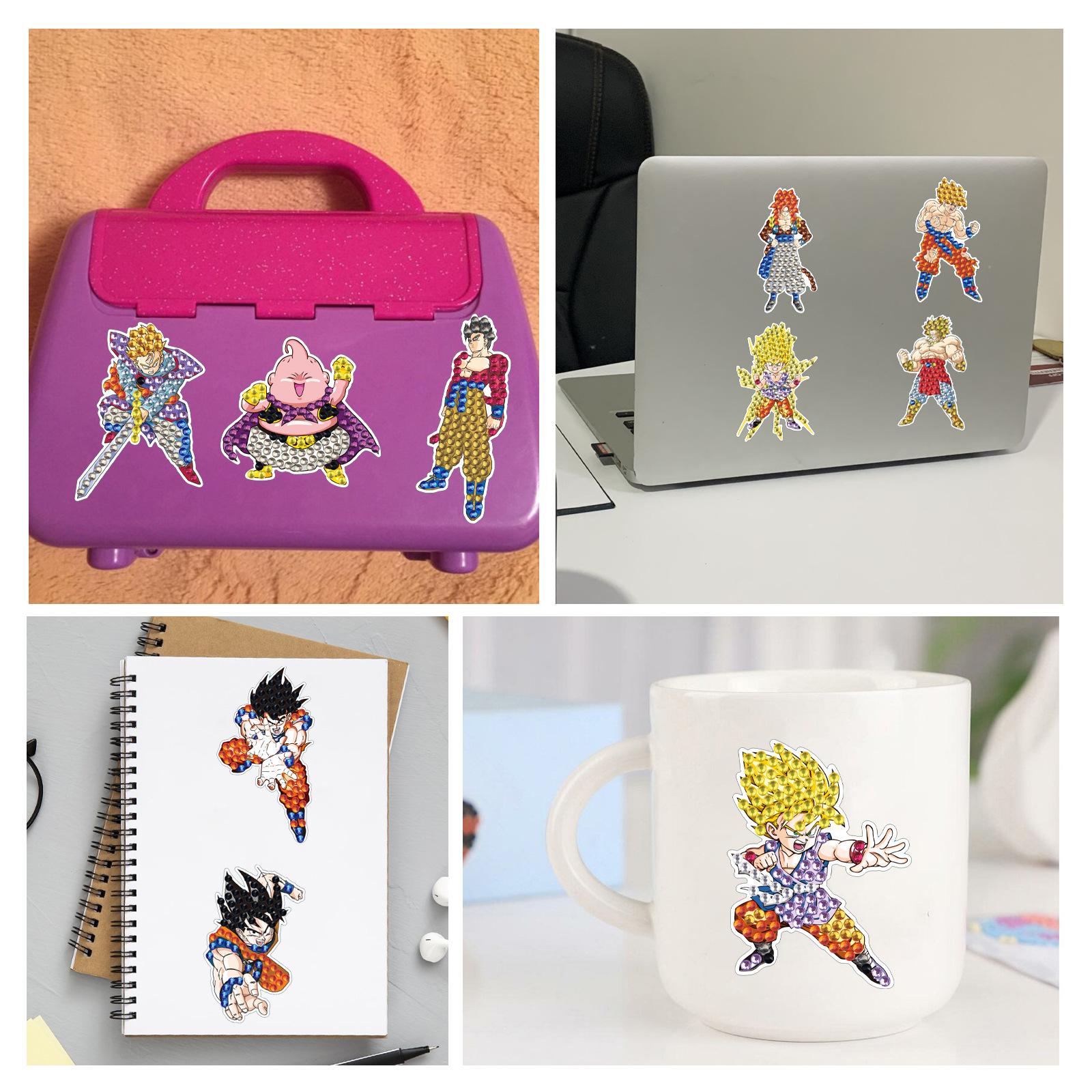 Venta caliente dibujos animados Saiyan diamante pintura pegatinas gratis DIY ladrillo pintura pegatinas de pared pegatinas hechas a mano cristal brillante diamante