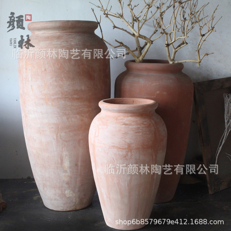 Paisaje de vid maceta de cerámica gruesa maceta de cerámica antigua combinación de gran tamaño cerámica simple cerámica roja