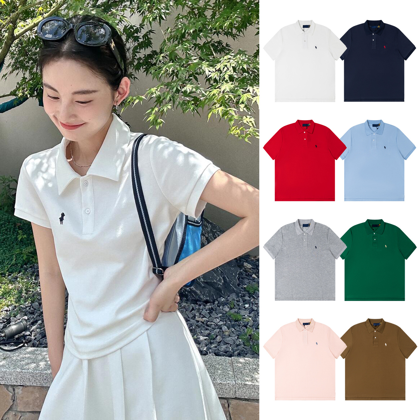 Cross-border RL Ralph POOL short-sleeved summer classic pony embroidery slim fit pure cotton unisex short-sleeved t-shirt