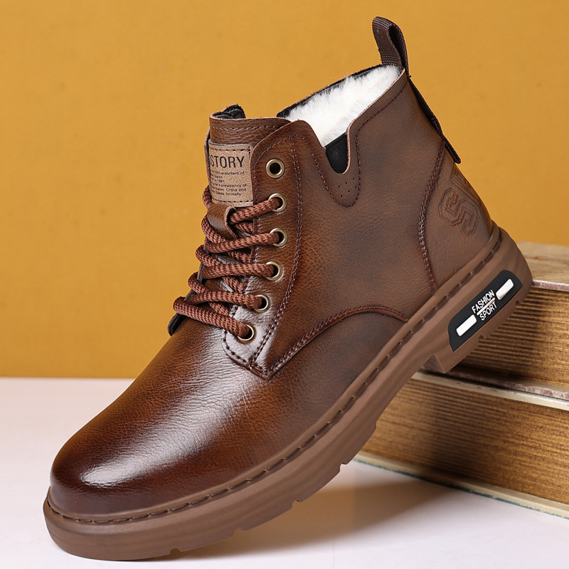 2025 Autumn/Winter Hot-Selling Martin Boots for Men, British Style High-Top Retro Stylish Versatile Warm Leather Boots, Work Boots