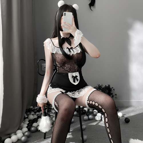 Sexy lingerie sexy sweetheart maid net dress polyester black silk sexy uniform cross-border wholesale maid 74