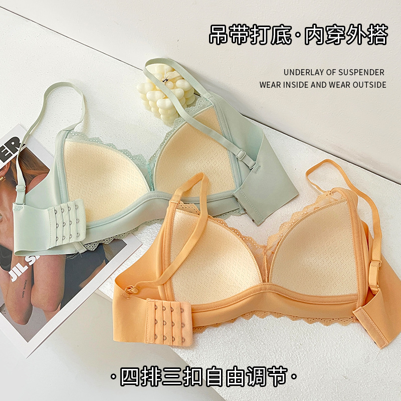 Primavera y verano nueva ropa interior de encaje inalámbrico cómodo push up sujetador sin costuras taza delgada sujetador de ajuste de mama
