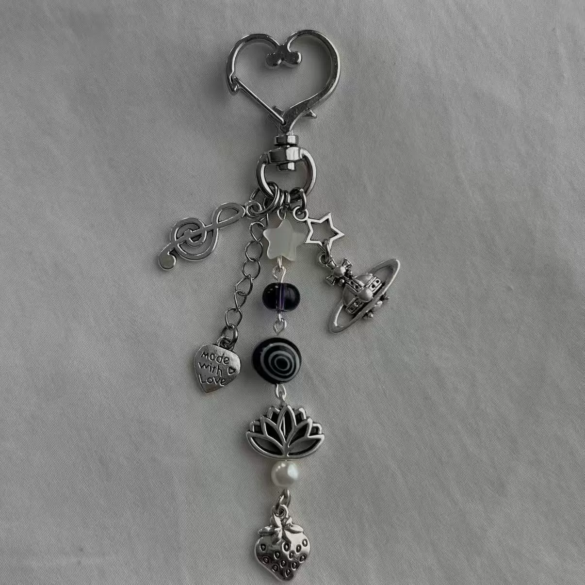 Pendant charm, handmade beaded phone & bag accessory with alloy car, 12×3×1 cm, 16 g