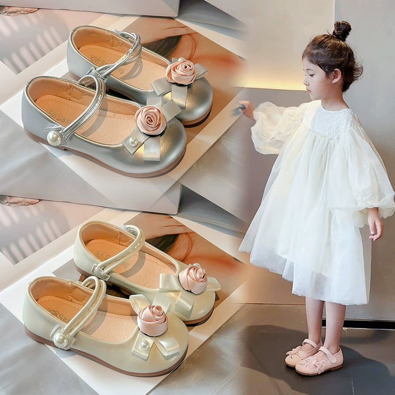 Детская принцесса 2024 новые женские кожаные туфли на мягкой подошве одиночные туфли
