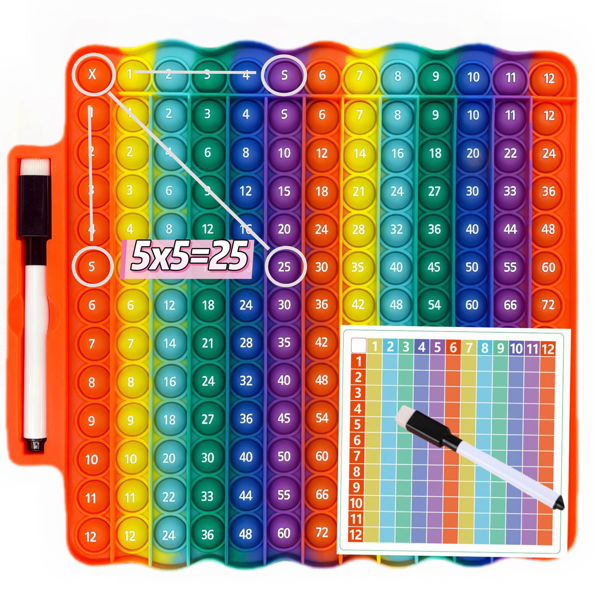 펜 카드가 포함된 펜 트레이(12x12 곱셈)