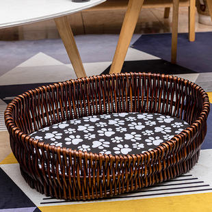 Dog Kennel Rattan Four Seasons Universal Pet Kennel Large, Medium and Small Dog Removable Washable Mat Cool Mat Cat Kennel Willow Dog Kennel