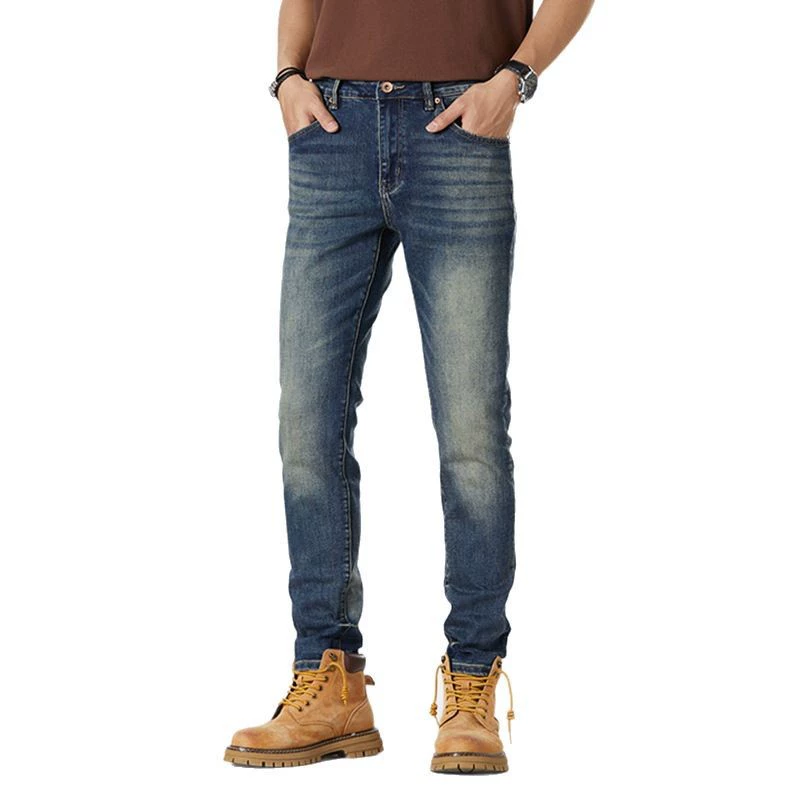 Осенний ретро тренд джинсы, повседневные брюки, американский стиль, slim fit