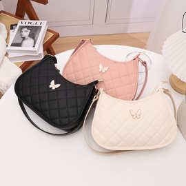 外贸女包批发2025bag women休闲百搭蝴蝶包绣花腋下包韩版月牙包