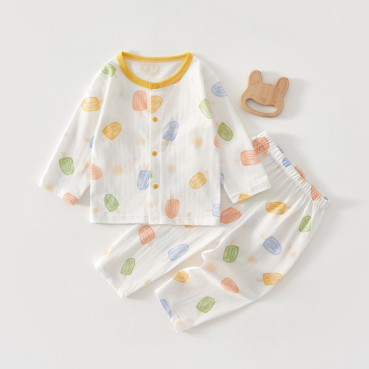 Baby's Summer suit Thin Long-sleeved Air-conditioning Clothes Split Pajamas Summer Baby's Clothes Cotton Summer Two-piece Set