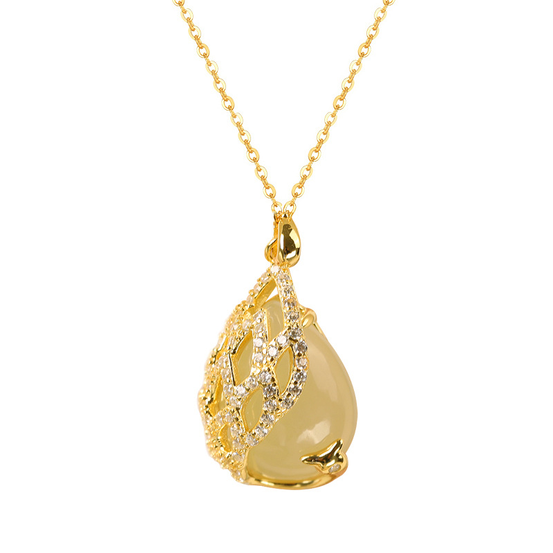 925 Silver Necklace Yellow Gold Plated Chain Pendant Women FASHION JEWELRY
