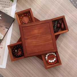 木质鲁班旋转干果盒手串盒储物高档纯实木可旋转家居珠宝收纳盒