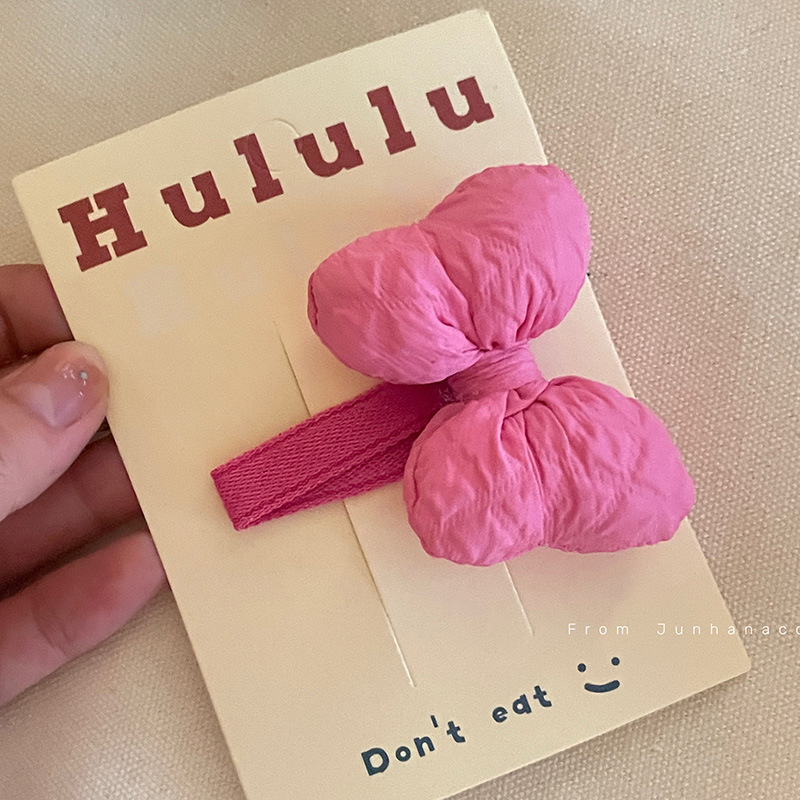 [Processing and Customization] Korean New Macaron Color Fat Bow Kidsren's Bb Clip Hair Rope Hair Clip