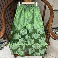 批发直播爆款中式国风时尚宽松休闲高腰显瘦阔腿裤松紧腰九分裤