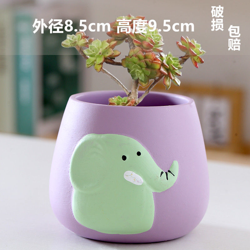 Macetas de cerámica para suculentas con diseño de animales de dibujos animados, pequeño tamaño, para estante de flores en casa, suministro al por mayor