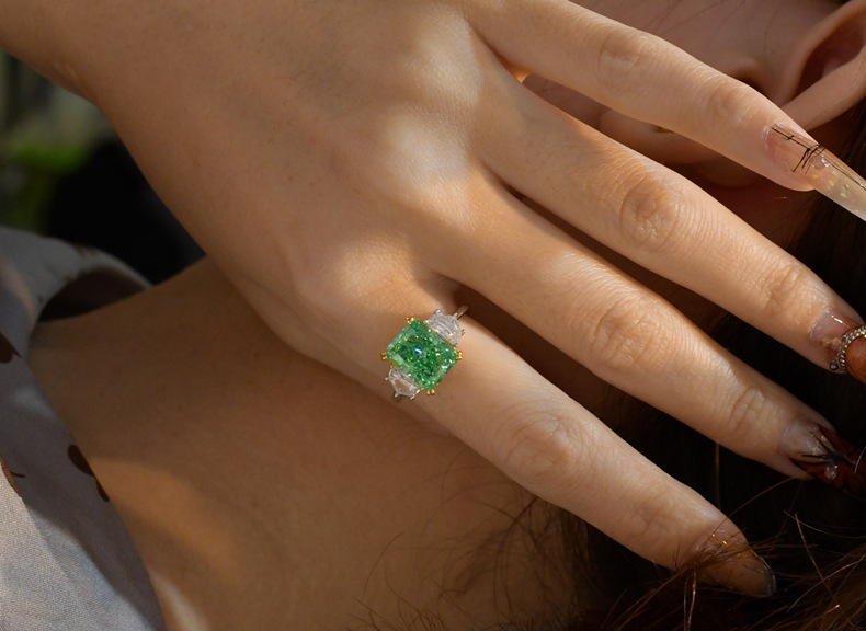 Fashion Geometric Sterling Silver Inlay Zircon Rings 1 Piece