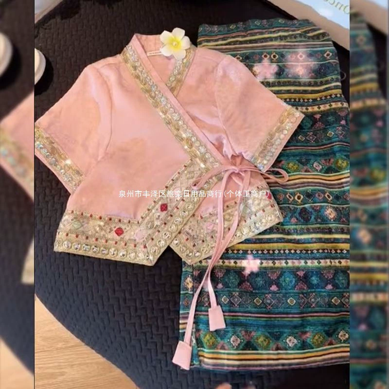 Этническая одежда Dai для детей, новый стильный костюм этнического Юньнани Xishuangbanna, тайская одежда, танцевальный комплект фестиваля Сонгкран.