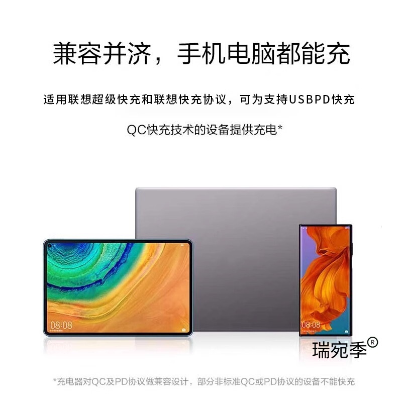 适用联想笔记本电脑充电器小新Air13/14 pro氮化镓100W头闪充Yoga|undefined