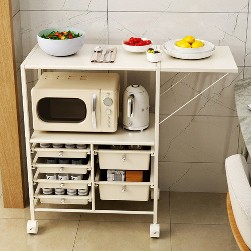 White kitchen storage rack microwave oven rack oven pot storage rack multi-layer shelf household multi-function storage cabinet