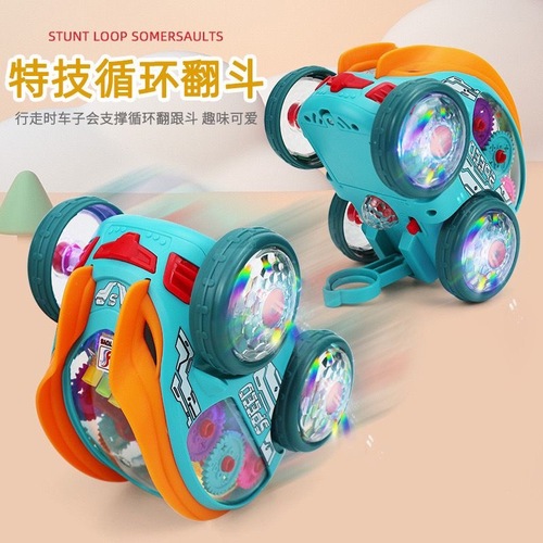 Factory Electric Stunt Rolling Car Cool Lights Music Rotating 360° Children's Toys Street Stall Wholesale