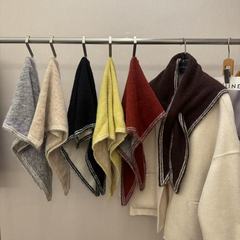 法式复古羊毛三角巾披肩女冬季北欧风百搭保暖护颈小围脖针织围巾