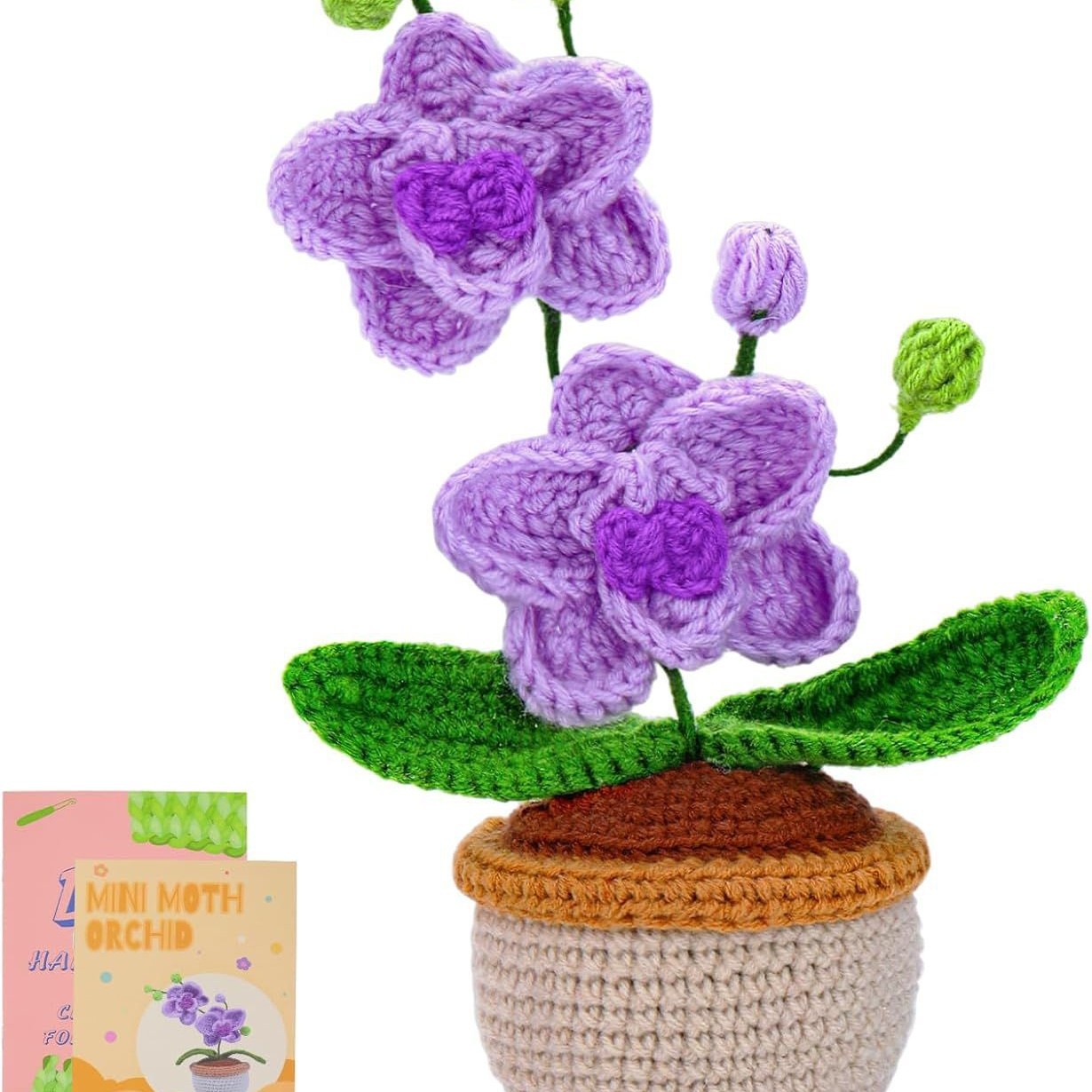 钩针材料包植物盆栽花朵编织英文视频diy钩针编织跨境钩织材料包