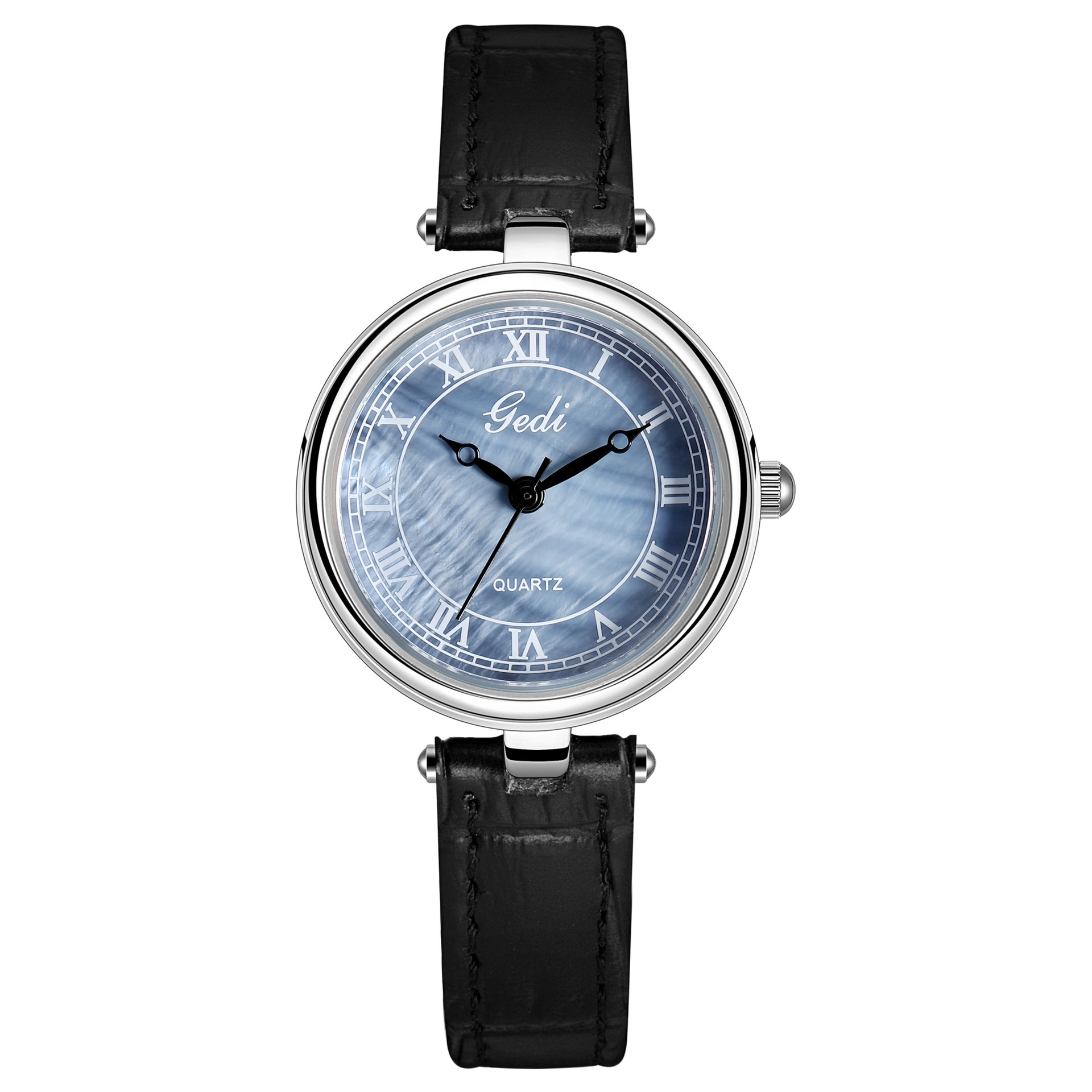 GEDI New Fashion Belt Compact Damenuhr Römische Ziffern Perlmutt-Zifferblatt Neue Armbanduhr_voghion.com